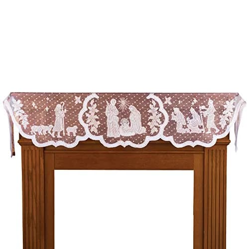 DoubleWood White Lace Jesus Garland Christmas Table Runner 50 cm (20 in) x 228 cm (90 in) | Festive Holiday Decor for Mantles and Tables thumbnail 2