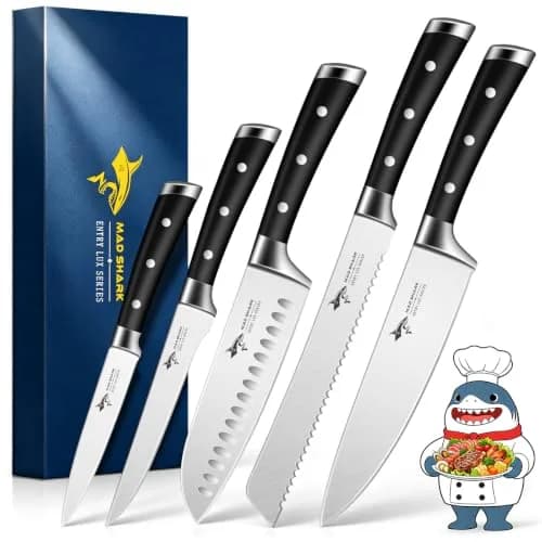 MAD SHARK Kitchen Knife Set 5 Piece | High Carbon German Steel, Ergonomic Handles, Dishwasher Safe thumbnail 1