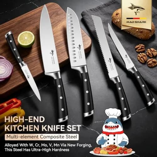 MAD SHARK Kitchen Knife Set 5 Piece | High Carbon German Steel, Ergonomic Handles, Dishwasher Safe thumbnail 2