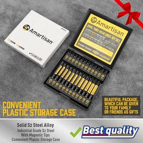 Amartisan Torx Bit Set, 24-Piece S2 Steel, 1" & 2.3" Long T5 - T40, Security, Tamper Resistant Fastener Drive Bit thumbnail 2