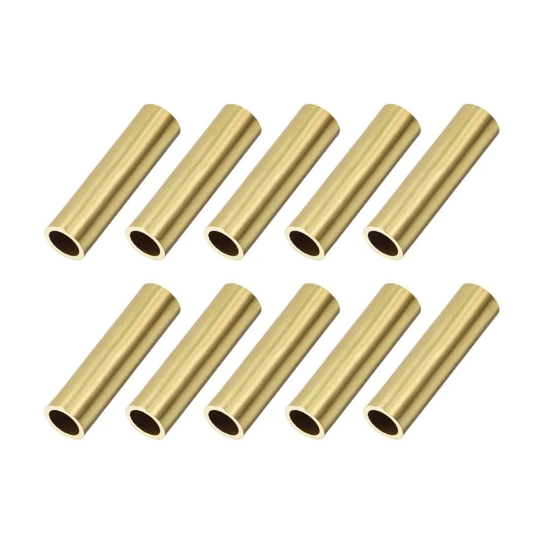 uxcell Brass Round Tube 10mm OD 0.5mm Wall Thickness 30mm Length Seamless Pipe Tubing 10 Pcs | DIY Craft Material — 8mm x 1mm