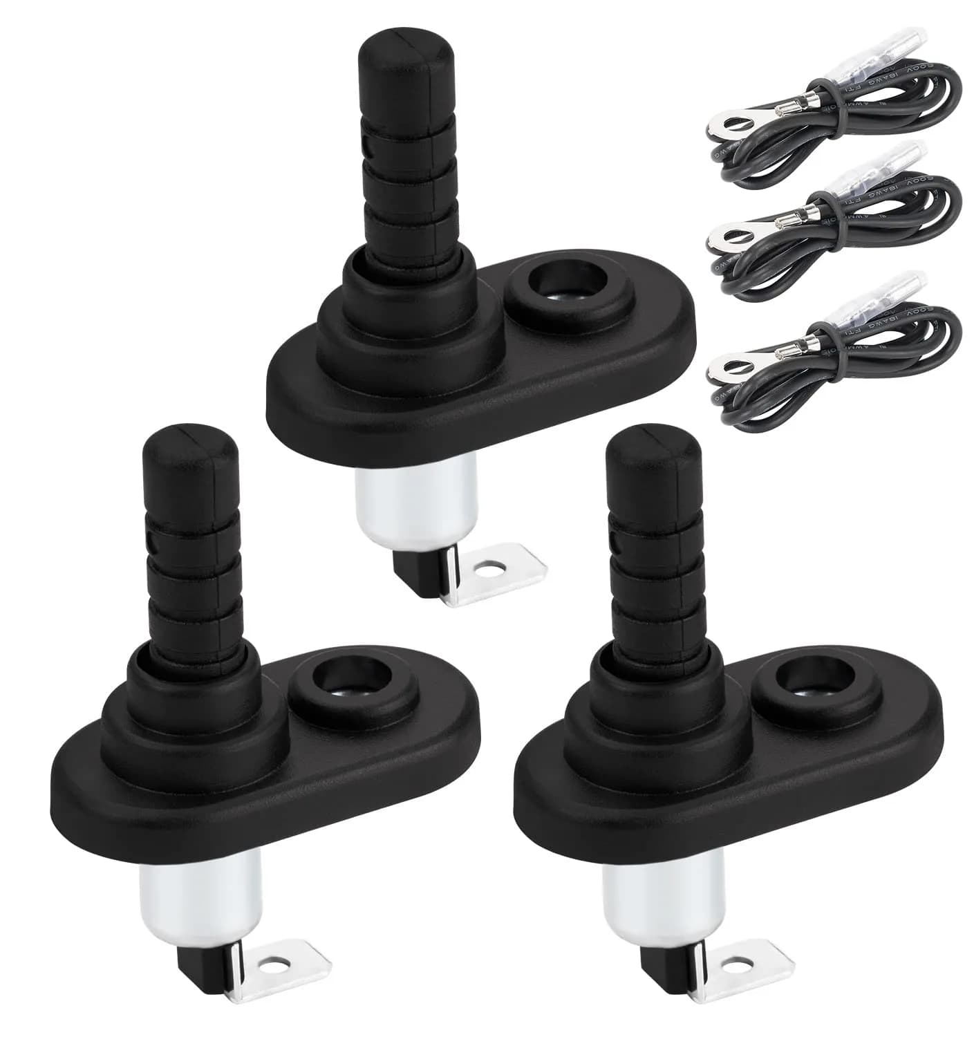 DAIERTEK 3-Pack 12V Door Pin Switch with Rubber Boot | Nickel Plated, 20A, Momentary ON/OFF - main product image
