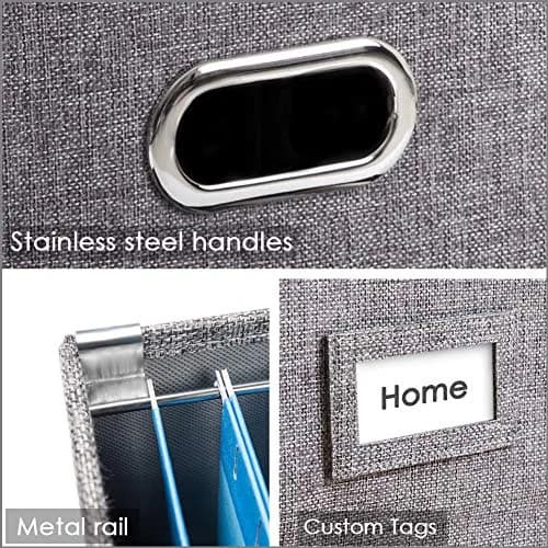 PRANDOM Decorative Linen File Organizer Box with Lid, 39L (17x14x11.2 inch) | Collapsible & Stackable for Letter/Legal Size Files thumbnail 6