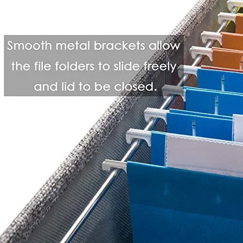 PRANDOM Decorative Linen File Organizer Box with Lid, 39L (17x14x11.2 inch) | Collapsible & Stackable for Letter/Legal Size Files thumbnail 4