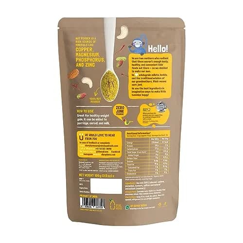 Slurrp Farm Nut Powder for Kids Almond Cashew Pistachio Saffron Turmeric 100g (3.52 Oz) | Nutrient-Rich Mix for Cereal Milk or Porridge thumbnail 2