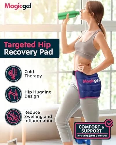 Magic Gel Hip Ice Pack Wrap - Reusable Cold Pack for Hip Bursitis, Hip Replacement Surgery and Hip Flexor Pain | Targeted Hip Relief thumbnail 2