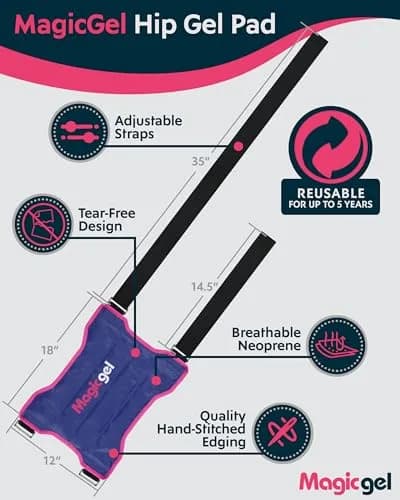 Magic Gel Hip Ice Pack Wrap - Reusable Cold Pack for Hip Bursitis, Hip Replacement Surgery and Hip Flexor Pain | Targeted Hip Relief thumbnail 3