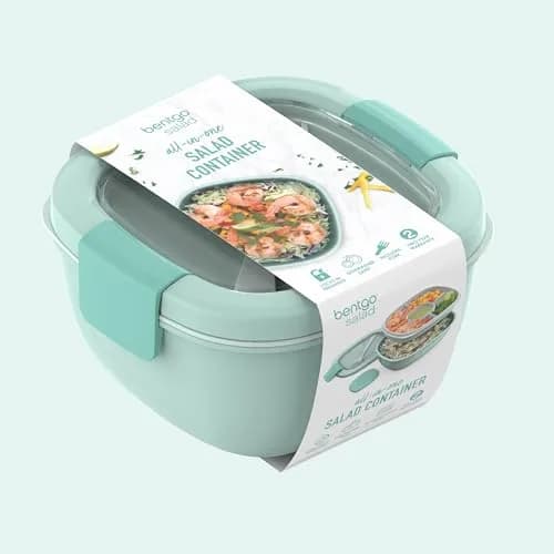 Bentgo Salad Container, Lunch Bowl with 4-Compartment Toppings Tray, 1.9 L (54 oz) | Leak-Proof Dressing Container, Reusable Fork, BPA-Free, Microwave & Dishwasher Safe thumbnail 8