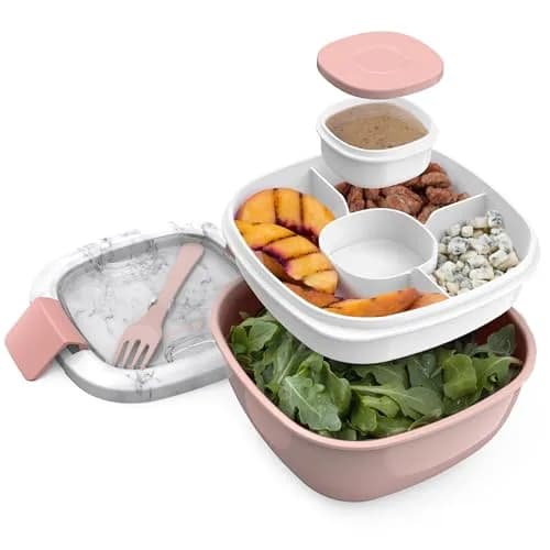 Bentgo Salad Container Lunch Bowl with 4-Compartment Toppings Tray, 1960ml (54 oz) | Leak-Proof Dressing Container, Reusable Fork, BPA-Free, Microwave & Dishwasher Safe thumbnail 1