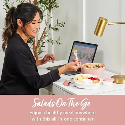 Bentgo Salad Container Lunch Bowl with 4-Compartment Toppings Tray, 1960ml (54 oz) | Leak-Proof Dressing Container, Reusable Fork, BPA-Free, Microwave & Dishwasher Safe thumbnail 2