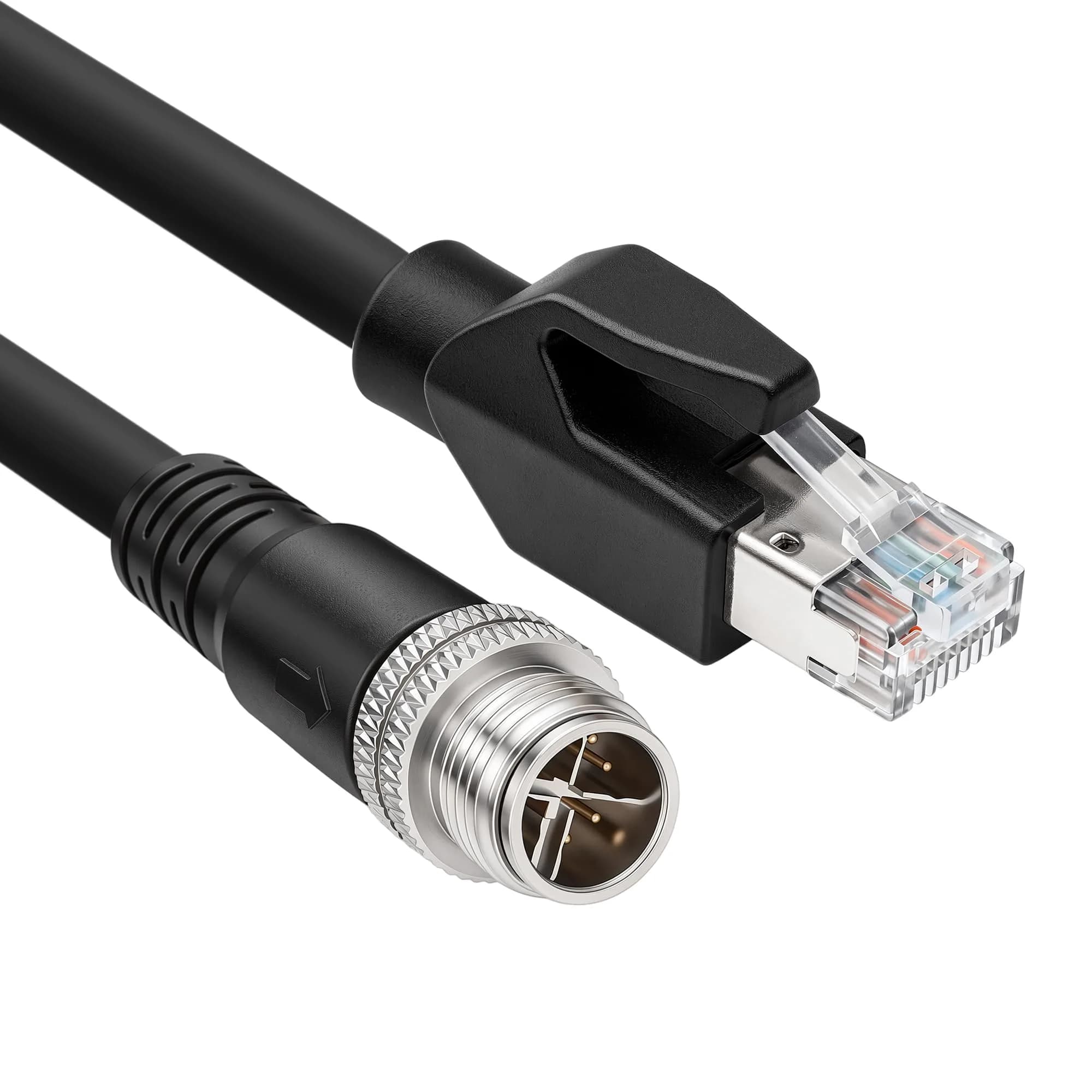 SZRMCC M12 8 Pin X-Code Ethernet Cable RJ45 Cat7e 3m (9.84ft) | Industrial GigE Vision Data Transmission — Straight 8pin X-code Black