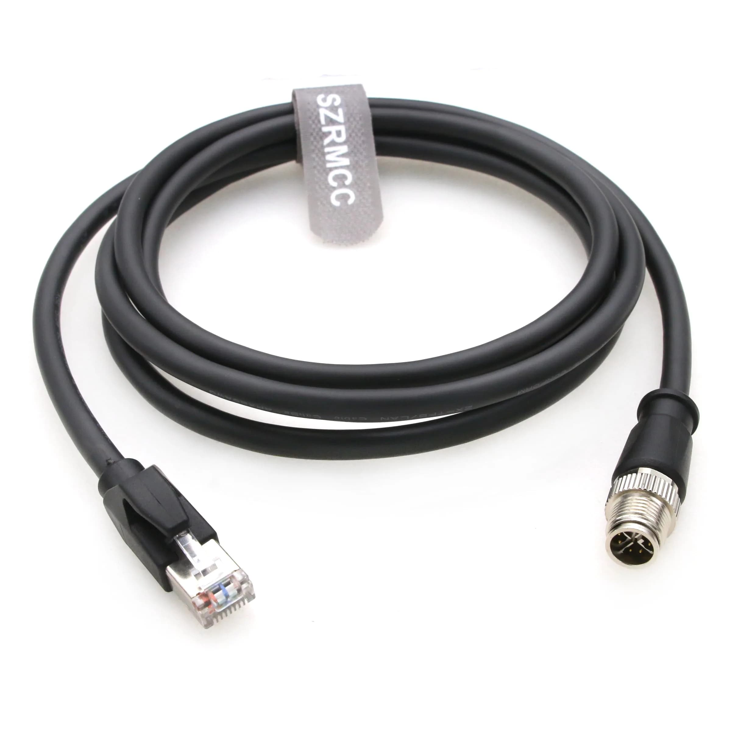 SZRMCC M12 8 Pin X-Code to RJ45 Ethernet Cable 5m (16.4ft) | Industrial Gigabit Shielded Waterproof Network Cable - main product image