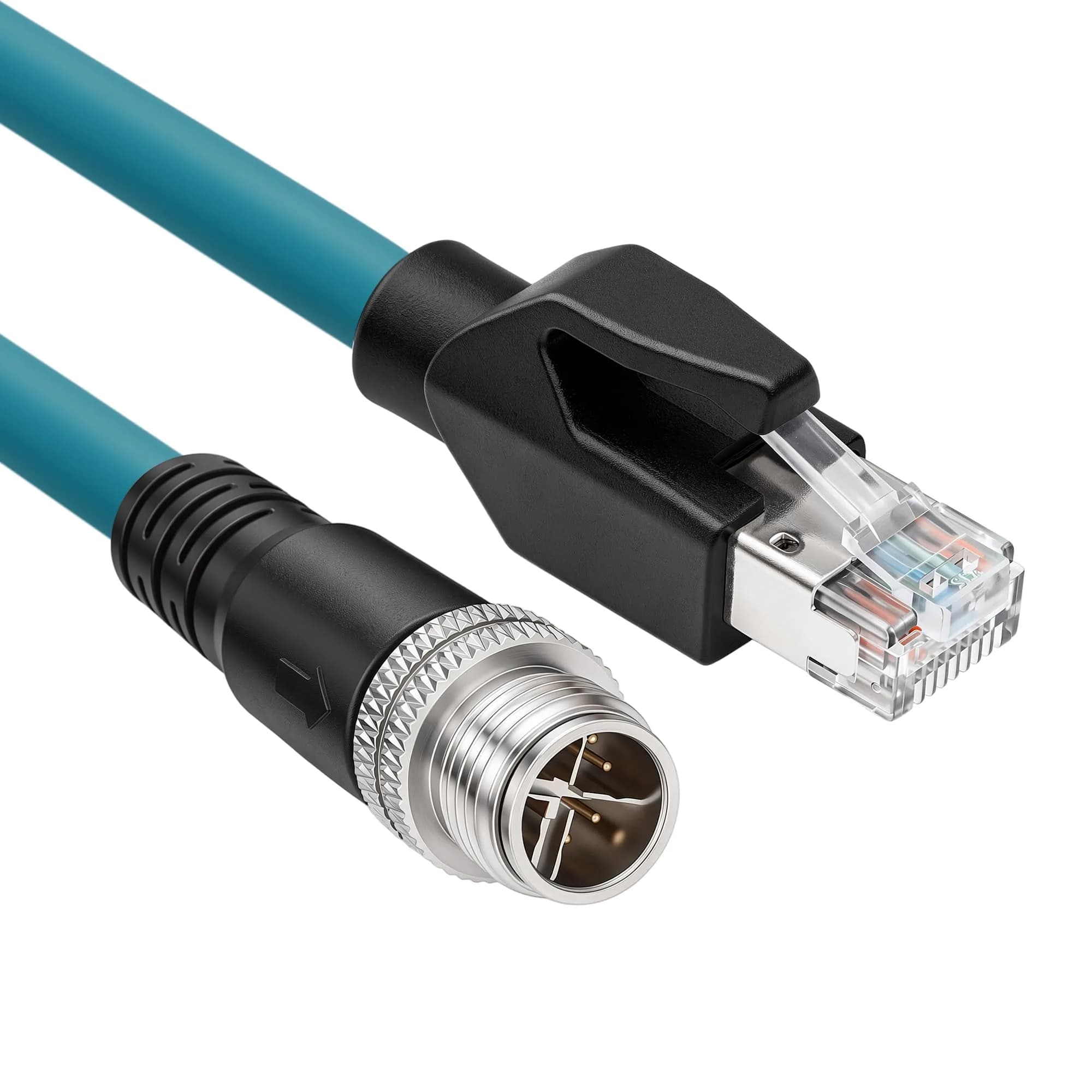 SZRMCC M12 8 Pin X-Code Ethernet Cable RJ45 Cat7e 3m (9.84ft) | Industrial GigE Vision Data Transmission — Straight 8pin X-code Blue