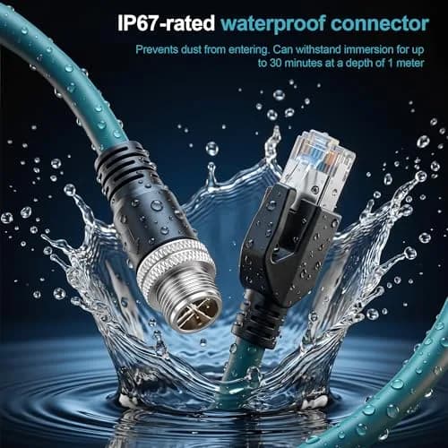 SZRMCC M12 8 Pin X-Code Ethernet Cable RJ45 Cat7e 3m (9.84ft) | Industrial GigE Vision Data Transmission thumbnail 3