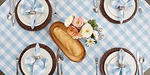 DII Buffalo Check Classic Farmhouse Tablecloth 152cm x 264cm (60" x 104") | Light Blue & White Cotton thumbnail 7
