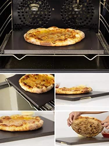 ROCKSHEAT 15" x 12" Black Glazed Pizza Stone | Cordierite Baking Stone for Oven Grill thumbnail 5