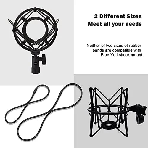 Boseen Universal Elastic Bands Replacement for Shock Mounts, Set of 4 (Black) | Anti-aging Rubber Rings for Mic Holders thumbnail 2
