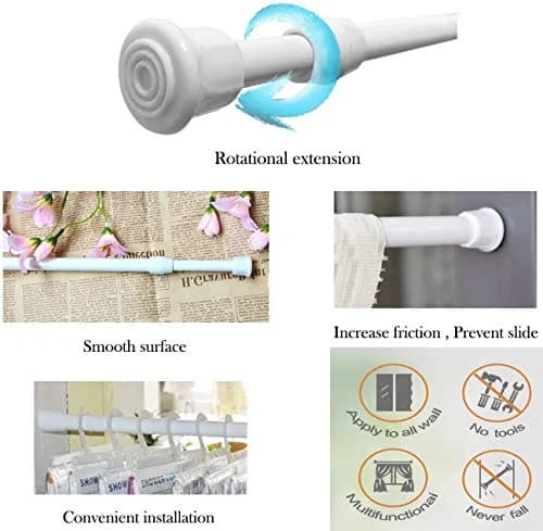 HILLHOME Small Tension Rod 15.7 in to 28 in | Adjustable Spring Curtain Rod for Windows & Cabinets thumbnail 4