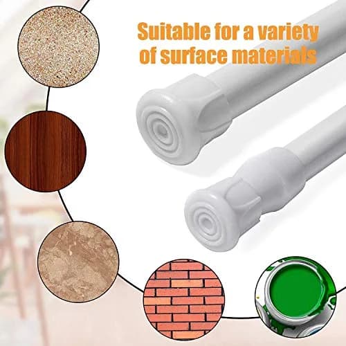 HILLHOME Small Tension Rod 15.7 in to 28 in | Adjustable Spring Curtain Rod for Windows & Cabinets thumbnail 5
