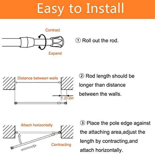 HILLHOME Small Tension Rod 15.7 in to 28 in | Adjustable Spring Curtain Rod for Windows & Cabinets thumbnail 7