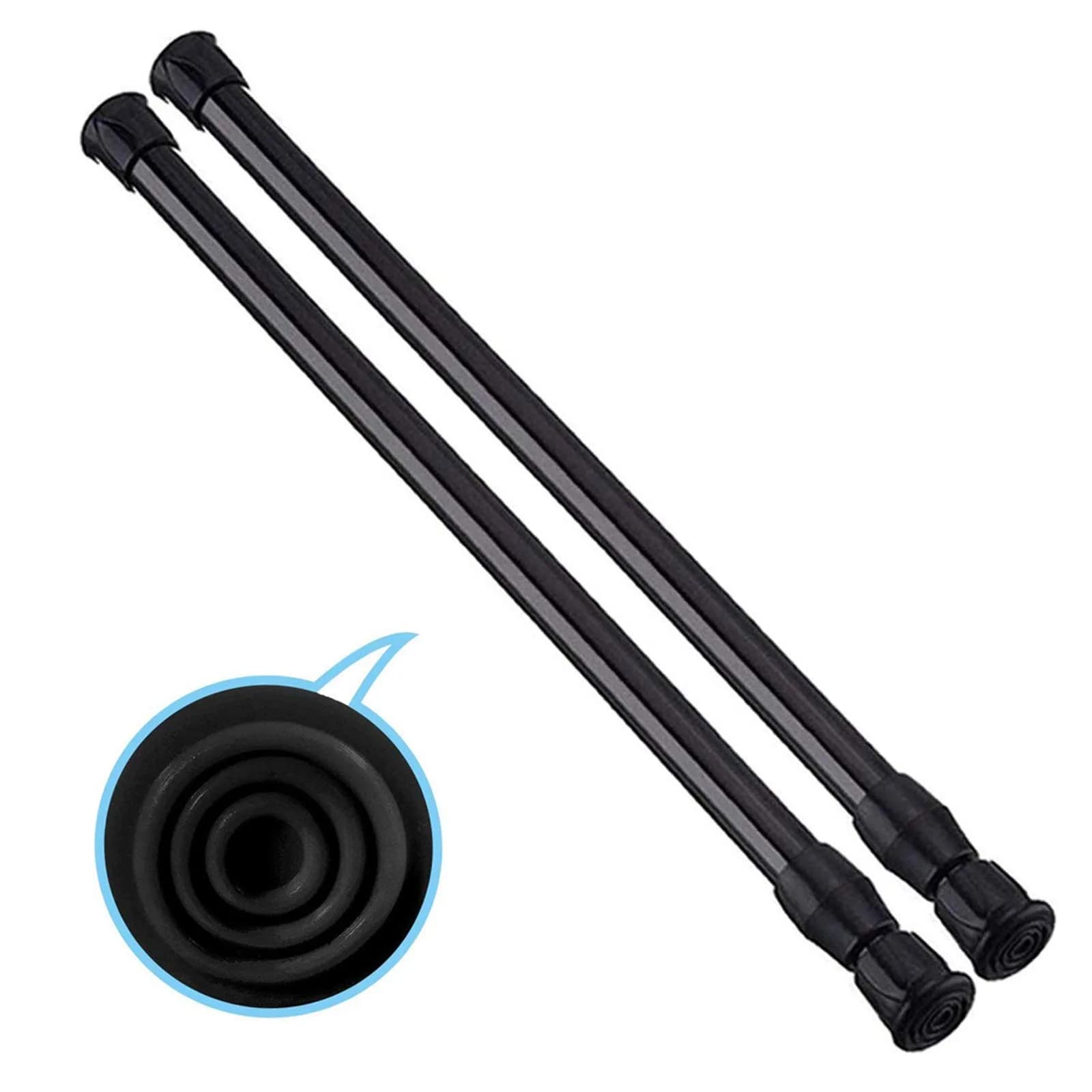 HILLHOME Small Tension Rod 15.7 in to 28 in | Space-Saving Extendable Curtain Rod — Black