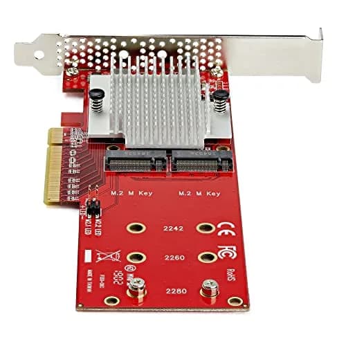 StarTech.com Dual M.2 PCIe SSD Adapter x8/x16 NVMe/AHCI PCIe 3.0 (PEX8M2E2) | 2x M.2 NVMe SSDs, 2242/2260/2280, No bifurcation required, Software RAID 0/1/span/JBOD, Up to 3GB/s, Mac and PC thumbnail 4