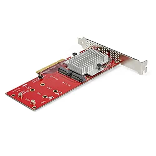 StarTech.com Dual M.2 PCIe SSD Adapter x8/x16 NVMe/AHCI PCIe 3.0 (PEX8M2E2) | 2x M.2 NVMe SSDs, 2242/2260/2280, No bifurcation required, Software RAID 0/1/span/JBOD, Up to 3GB/s, Mac and PC thumbnail 2
