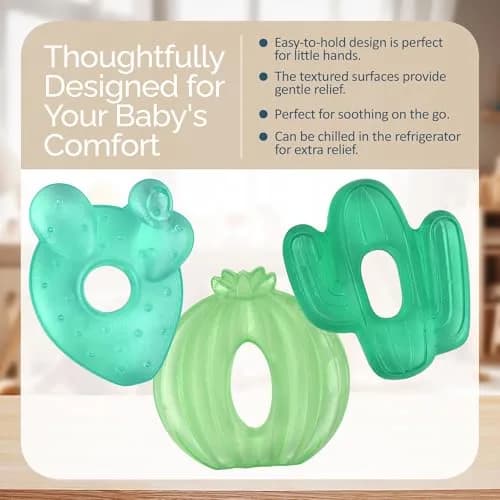 Itzy Ritzy Water-Filled Cactus Teethers for Babies 3+ Months | Set of 3, Green, BPA-Free thumbnail 4