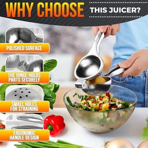 LEGLO Stainless Steel Lemon Squeezer Handheld Juicer for Limes & Small Oranges | 20 cm (7.9 in) thumbnail 4