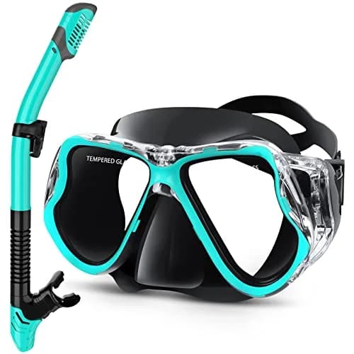 Greatever Snorkeling Gear for Adults Kids | Dry Snorkel Mask Set Anti-Fog with Panoramic View thumbnail 1