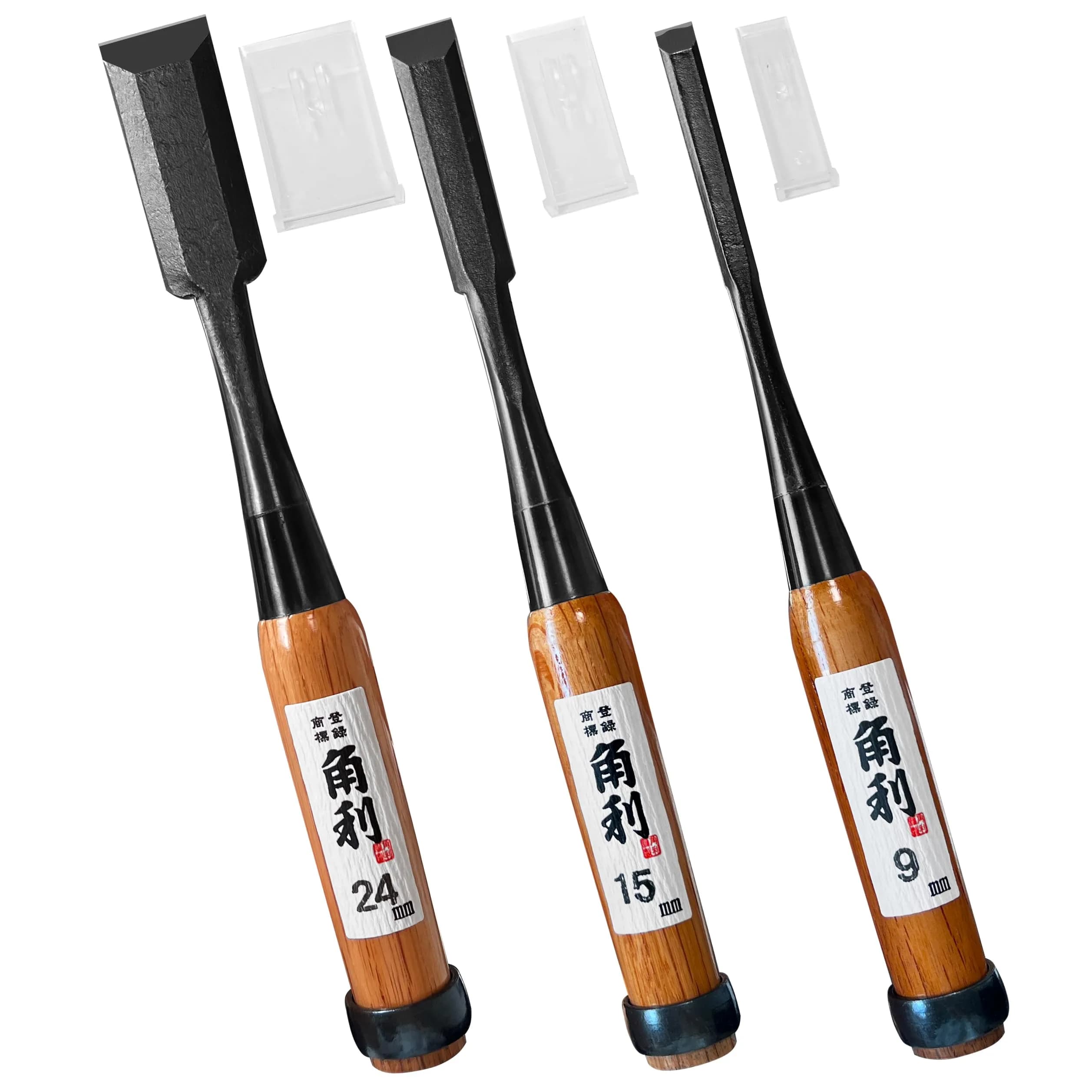 KAKURI Japanese Wood Chisel Set [Long Handle] 3 Piece | Sharp Carbon Steel Blades for Woodworking