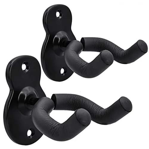 Sound harbor Guitar Wall Mount Hanger 2 Pack | Secure Steel Acoustic Electric Bass Guitar Holder thumbnail 1