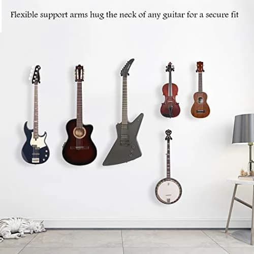 Sound harbor Guitar Wall Mount Hanger 2 Pack | Secure Steel Acoustic Electric Bass Guitar Holder thumbnail 4