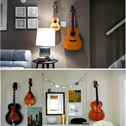 Sound harbor Guitar Wall Mount Hanger 2 Pack | Secure Steel Acoustic Electric Bass Guitar Holder thumbnail 6