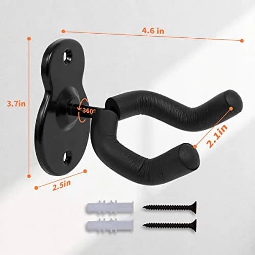 Sound harbor Guitar Wall Mount Hanger 2 Pack | Secure Steel Acoustic Electric Bass Guitar Holder thumbnail 7