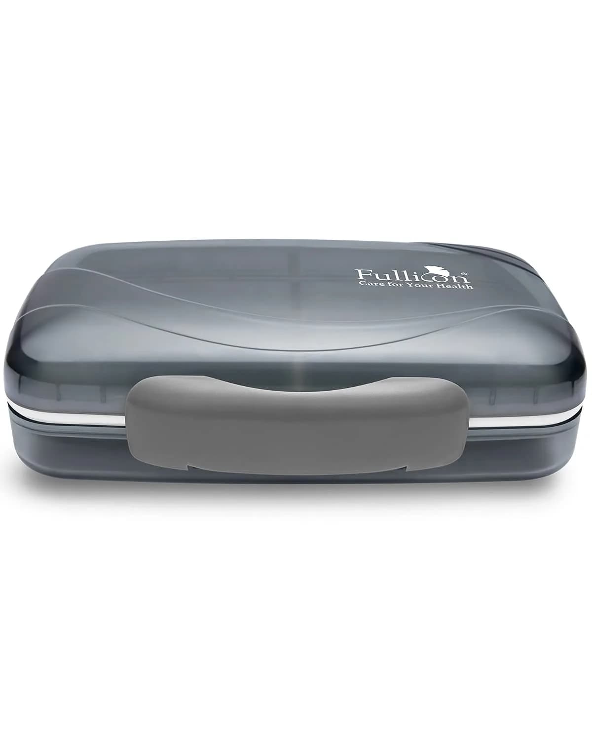 Fullicon Moistureproof Airtight Pill Organizer, Portable, 7 Compartment | Moistureproof & Double Lock for Travel & Daily Use — Grey