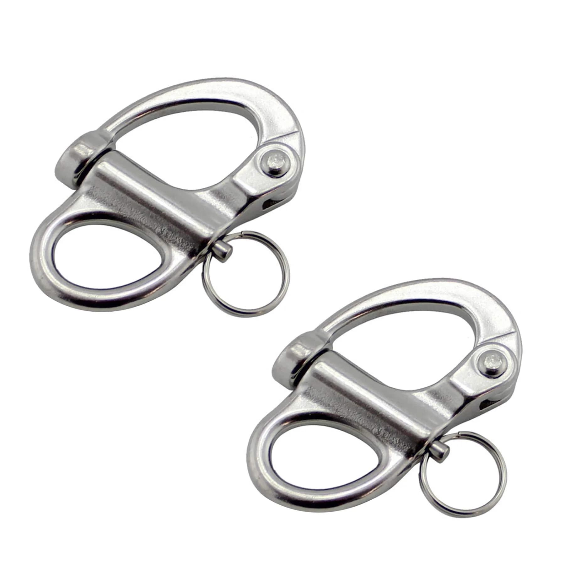 NRC&XRC 2" (52mm) 316 Stainless Steel Fixed Bail Snap Shackle Pair | Marine Grade Rigging Hardware — 1-3/8inch