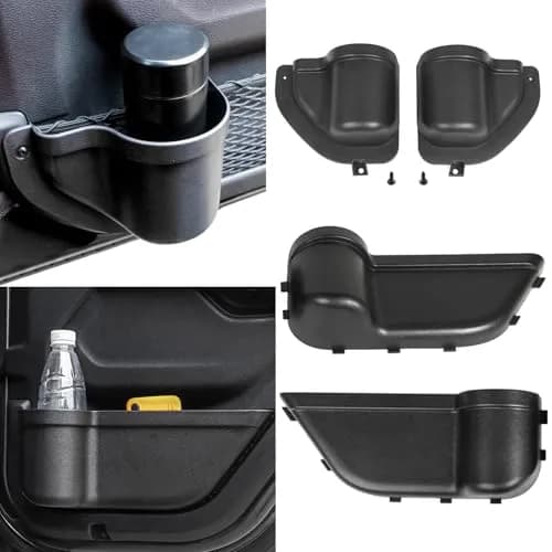 YOCTM Front Rear Door Organizer Tray for Jeep Wrangler JL JT 2018-2025 4-Piece Set | Interior Storage Accessories Black thumbnail 1