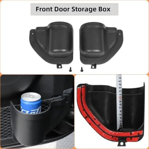 YOCTM Front Rear Door Organizer Tray for Jeep Wrangler JL JT 2018-2025 4-Piece Set | Interior Storage Accessories Black thumbnail 5