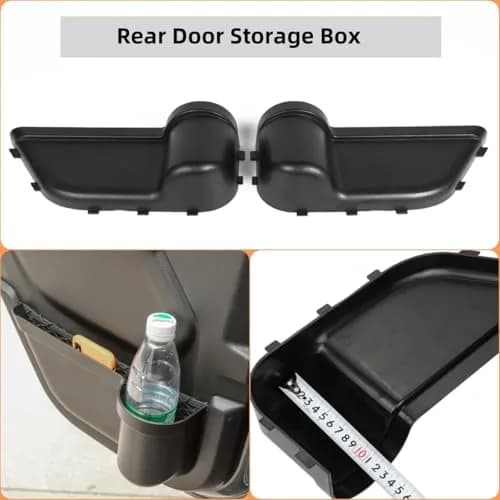 YOCTM Front Rear Door Organizer Tray for Jeep Wrangler JL JT 2018-2025 4-Piece Set | Interior Storage Accessories Black thumbnail 6