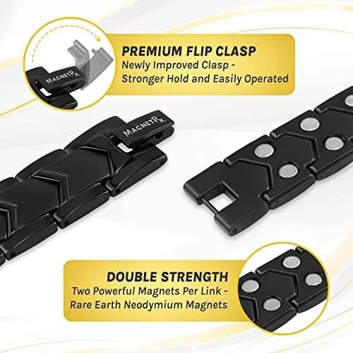 MagnetRX Ultra Strength Magnetic Bracelet for Men (Black) 23cm (9.0 inches) | 38 x 3500 Gauss Neodymium Magnets thumbnail 4