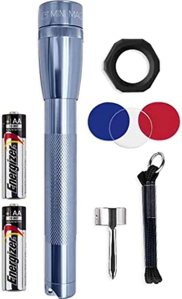 MagLite Mini MAG 2 AA LED Flashlight | 127 Lumens Compact, Adjustable Beam, IPX4 Water-Resistant, Shock-Resistant, Combo Pack, Gray - main product image