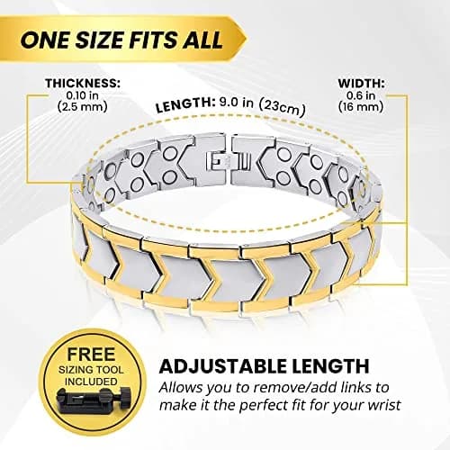MagnetRX Ultra Strength Magnetic Bracelet for Men Gold/Silver 23cm (9 inches) | 38 Gauss Magnets for Wellbeing thumbnail 5