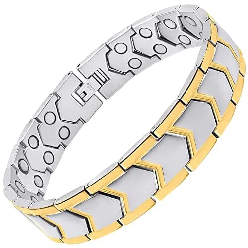 MagnetRX Ultra Strength Magnetic Bracelet for Men Gold/Silver 23cm (9 inches) | 38 Gauss Magnets for Wellbeing thumbnail 9