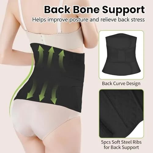 Gepoetry Postpartum Recovery Belt Belly Wrap for C-Section & Natural Birth - Black, L (33"-40" Waist) thumbnail 6