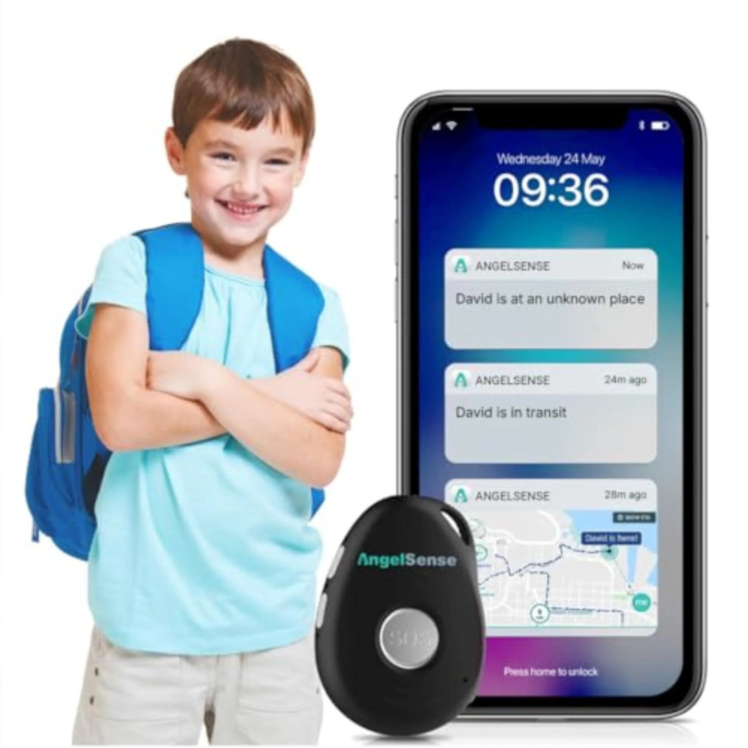 AngelSense GPS Tracker for Kids - Autism Safety, Special Needs, Elderly | Real-Time Location & 2-Way Speaker - main product image