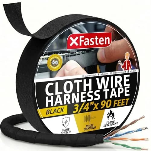XFasten Wire Harness Tape, 3/4-Inch x 90 Feet | High Temp Automotive Felt Cloth Tape for Cables thumbnail 1