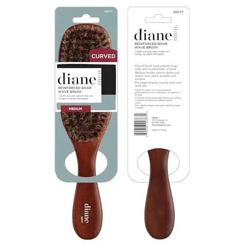 Diane Reinforced Boar Bristle Curved Wave Brush for Men & Barbers | Thick Curly Hair Detangling Smoothing Shine thumbnail 6
