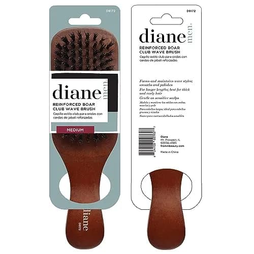 Diane Reinforced Boar Bristle Club Wave Brush for Men & Barbers – Medium Bristles for Thick & Curly Hair – 7.5" L x 2.1" W thumbnail 6