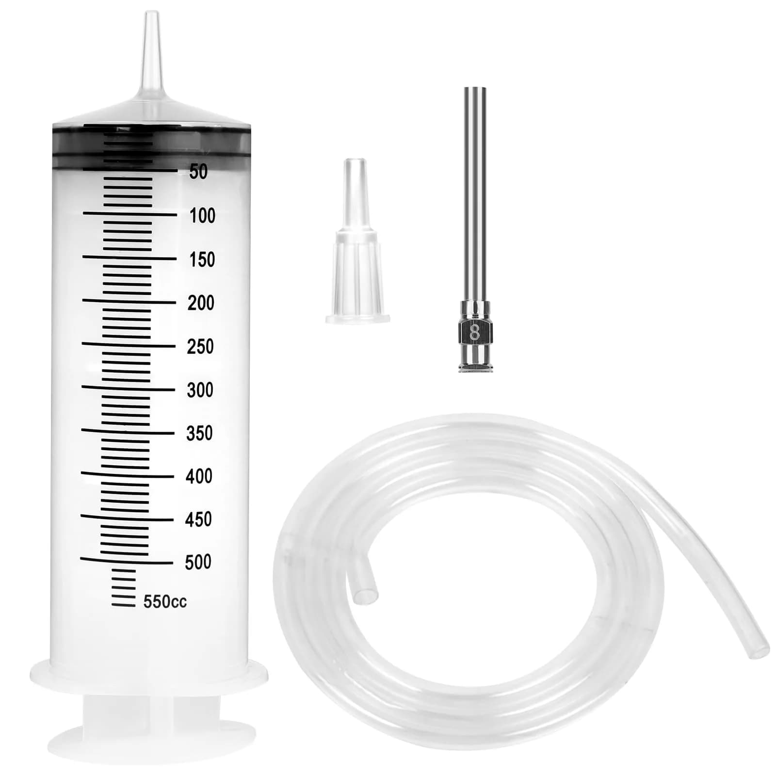 A AKRAF 250ml Extra Large Syringe with Tube and Needle | Industrial Use Only — 500 ml